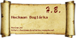 Heckman Boglárka névjegykártya